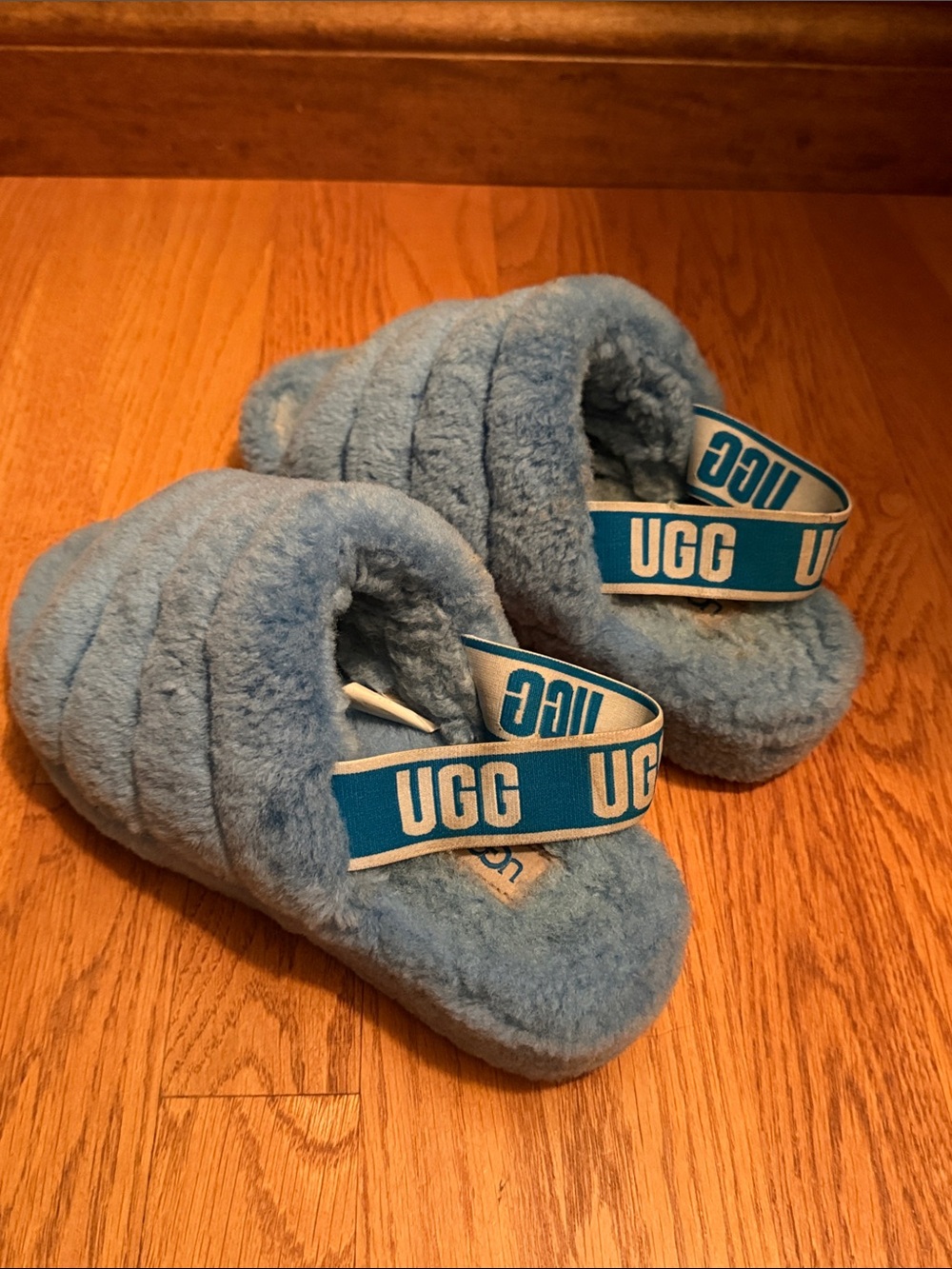 UGG Fluff Yeah Slide Slippers Blue Size 7 - Picture 3 of 9